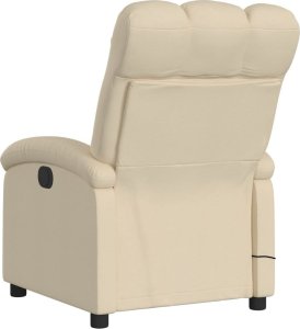 vidaXL Rozkładany fotel masujący, kremowy, obity tkaniną 6
