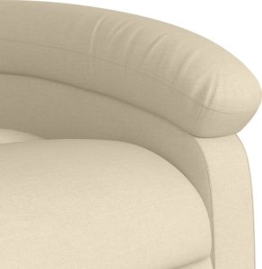 vidaXL Rozkładany fotel masujący, kremowy, obity tkaniną 9