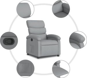 vidaXL Fotel rozkładany, jasnoszary, tapicerowany tkaniną 7