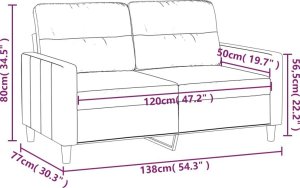 vidaXL Sofa 2-osobowa, czarna, 120 cm, tapicerowana tkaniną 8