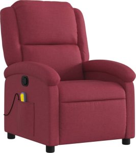 vidaXL Rozkładany fotel masujący, winna czerwień, obity tkaniną 3