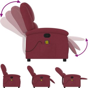 vidaXL Rozkładany fotel masujący, winna czerwień, obity tkaniną 6