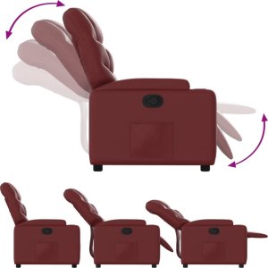 vidaXL Fotel rozkładany, czerwone wino, sztuczna skóra 6