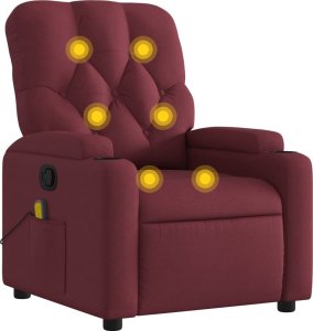 vidaXL Rozkładany fotel masujący, winna czerwień, obity tkaniną 2