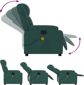 vidaXL Rozkładany fotel masujący, ciemnozielony, obity tkaniną 5
