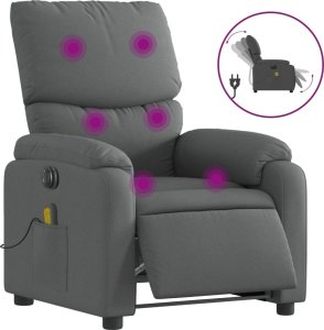 vidaXL Rozkładany fotel masujący, elektryczny, ciemnoszary, tkanina 2