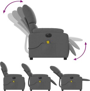 vidaXL Rozkładany fotel masujący, elektryczny, ciemnoszary, tkanina 6