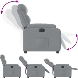 vidaXL Fotel rozkładany, jasnoszary, tapicerowany tkaniną 4