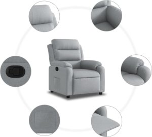 vidaXL Fotel rozkładany, jasnoszary, tapicerowany tkaniną 5