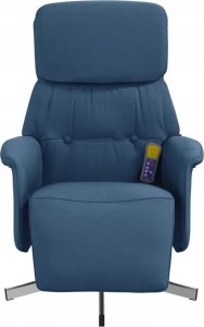 vidaXL Rozkładany fotel masujący z podnóżkiem, niebieski, tkanina 3
