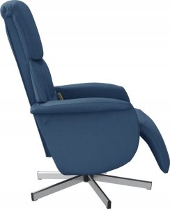 vidaXL Rozkładany fotel masujący z podnóżkiem, niebieski, tkanina 4