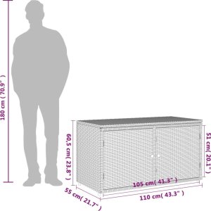 Szafa ogrodowa vidaXL Szafka ogrodowa, czarna, 110x55x60,5 cm, polirattan 12