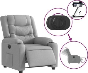 vidaXL Elektryczny fotel rozkładany, jasnoszary, obity tkaniną 5