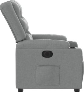 vidaXL Elektryczny fotel rozkładany, jasnoszary, obity tkaniną 9