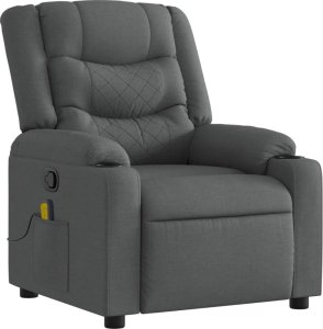 vidaXL Rozkładany fotel masujący, ciemnoszary, obity tkaniną 3
