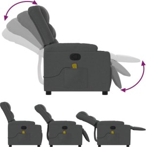vidaXL Rozkładany fotel masujący, ciemnoszary, obity tkaniną 5