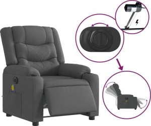 vidaXL Rozkładany fotel masujący, elektryczny, ciemnoszary, tkanina 5
