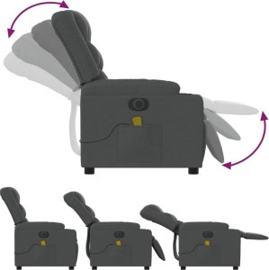 vidaXL Rozkładany fotel masujący, elektryczny, ciemnoszary, tkanina 6