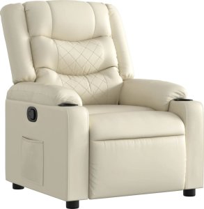 vidaXL Fotel rozkładany, kremowy, sztuczną skórą 2