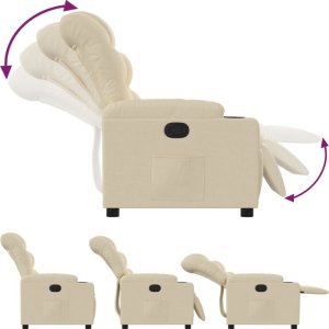 vidaXL Fotel rozkładany, kremowy, obity tkaniną 3