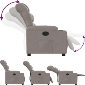 vidaXL Fotel rozkładany, kolor taupe, obity tkaniną 2