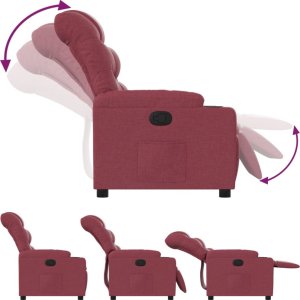vidaXL Fotel rozkładany, winna czerwień, obity tkaniną 4