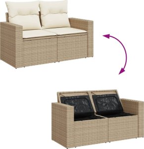 vidaXL 4-częsciowy zestaw mebli ogrodowych z poduszkami, beżowy, polirattan 8