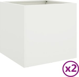 vidaXL Donice, 2 szt., białe, 49x47x46 cm, stal walcowana na zimno 2