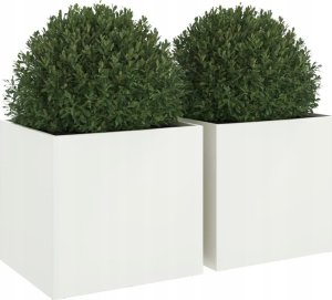 vidaXL Donice, 2 szt., białe, 49x47x46 cm, stal walcowana na zimno 4