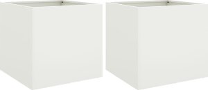 vidaXL Donice, 2 szt., białe, 49x47x46 cm, stal walcowana na zimno 10