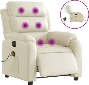 vidaXL vidaXL Rozkładany fotel masujący, elektryczny, kremowy, sztuczna skóra 2