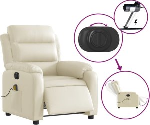 vidaXL vidaXL Rozkładany fotel masujący, elektryczny, kremowy, sztuczna skóra 6