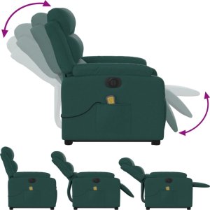 vidaXL vidaXL Podnoszony fotel masujący, elektryczny, rozkładany, zielony 7