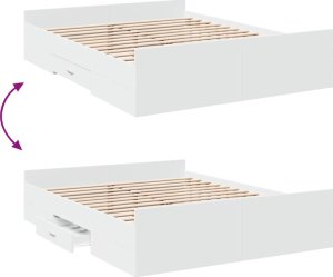 vidaXL vidaXL Rama łóżka z szufladami, biała, 160x200 cm 7