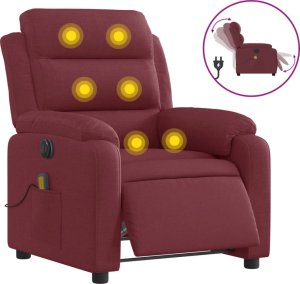 vidaXL vidaXL Rozkładany fotel masujący, elektryczny, winna czerwień, tkanina 2