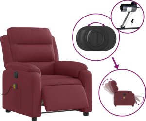 vidaXL vidaXL Rozkładany fotel masujący, elektryczny, winna czerwień, tkanina 6