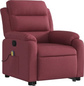 vidaXL vidaXL Podnoszony fotel masujący, rozkładany, bordowy, obity tkaniną 4