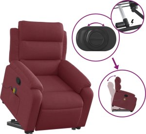 vidaXL vidaXL Podnoszony fotel masujący, rozkładany, bordowy, obity tkaniną 6