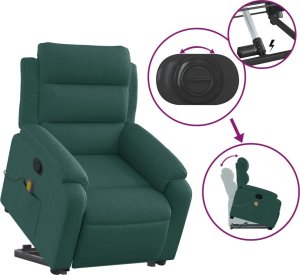vidaXL vidaXL Podnoszony fotel masujący, rozkładany, ciemnozielony, tkanina 6