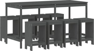 vidaXL 9-cz. zestaw mebli barowych do ogrodu, szary, drewno sosnowe 2