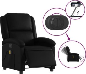 vidaXL Rozkładany fotel masujący, elektryczny, czarny, sztuczna skóra 5