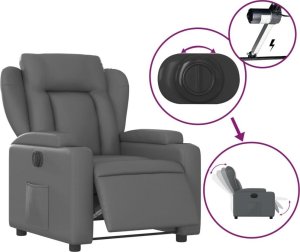 vidaXL Elektryczny fotel rozkładany, szary, obity sztuczną skórą 5
