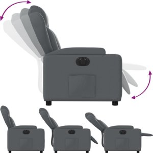 vidaXL Elektryczny fotel rozkładany, szary, obity sztuczną skórą 6