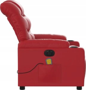 vidaXL Rozkładany fotel masujący, elektryczny, czerwony, ekoskóra 9