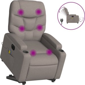 vidaXL Podnoszony fotel masujący, elektryczny, rozkładany, kolor taupe 2
