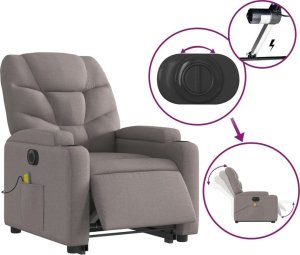 vidaXL Podnoszony fotel masujący, elektryczny, rozkładany, kolor taupe 5