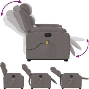 vidaXL Podnoszony fotel masujący, elektryczny, rozkładany, kolor taupe 6