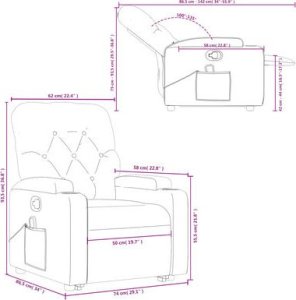 vidaXL Podnoszony fotel masujący, rozkładany, bordowy, obity tkaniną 14