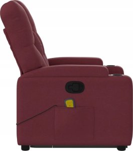 vidaXL Podnoszony fotel masujący, rozkładany, bordowy, obity tkaniną 9