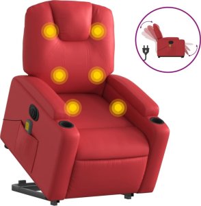 vidaXL Rozkładany fotel pionizujący z masażem, elektryczny, czerwony 2